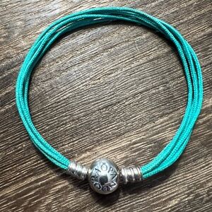 Pandora Retired Moments Teal Multi-Strand Bracelet 925 
6 3/4” B29